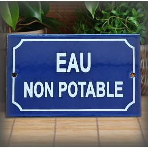 Plaque "eau non potable" émail bleu 16x10cm