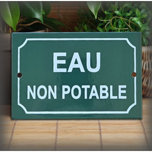 Plaque "eau non potable" émail vert 15x10cm
