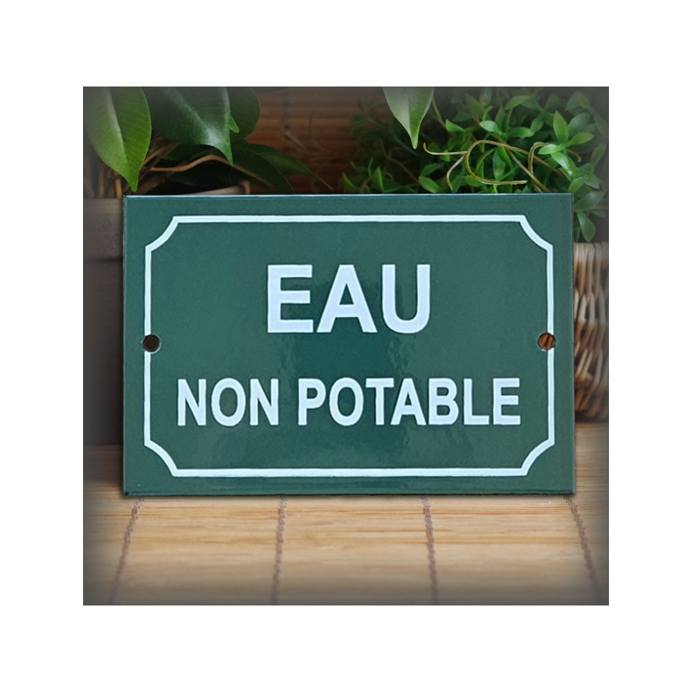 Plaque "eau non potable" émail vert 15x10cm