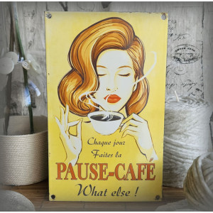 Plaque émaillée PAUSE-CAFE