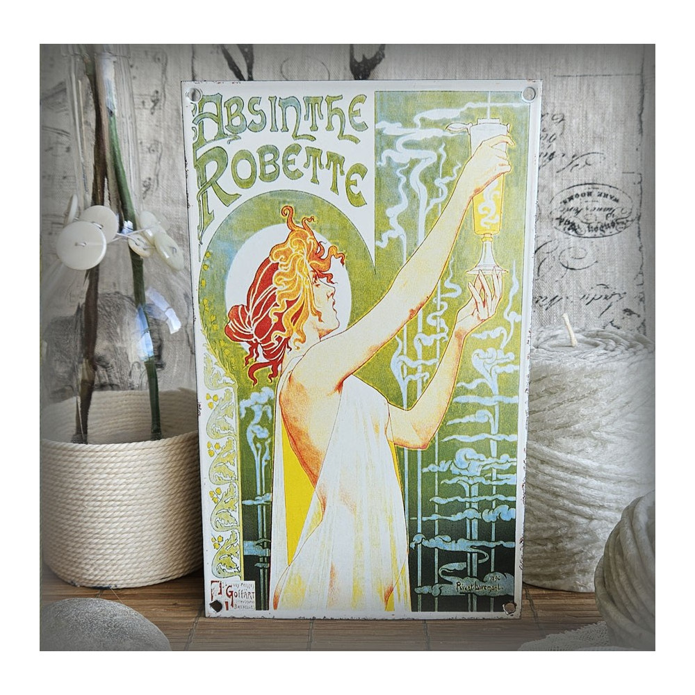 Plaque émaillée Absinthe Robette