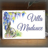 House name plate enamelled Wisteria wheel decoration