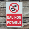 Plaque logo "eau non potable" émail blanc 23x14cm