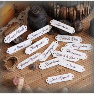 14 labels "dorante" in white enamel for the cellar