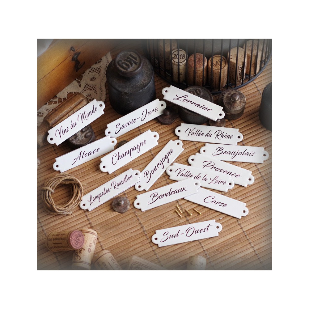 14 labels "dorante" in white enamel for the cellar