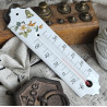 Thermomètre émail blanc 20cm décor Eglantier