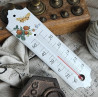 Thermomètre émail blanc 20cm décor Framboise